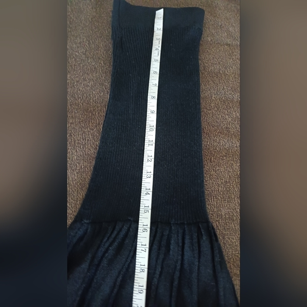 Gizel Mini Black Knit Ribbed Dress Pleated Strapless Drop Waist Tube Top Size S - Picture 7 of 11